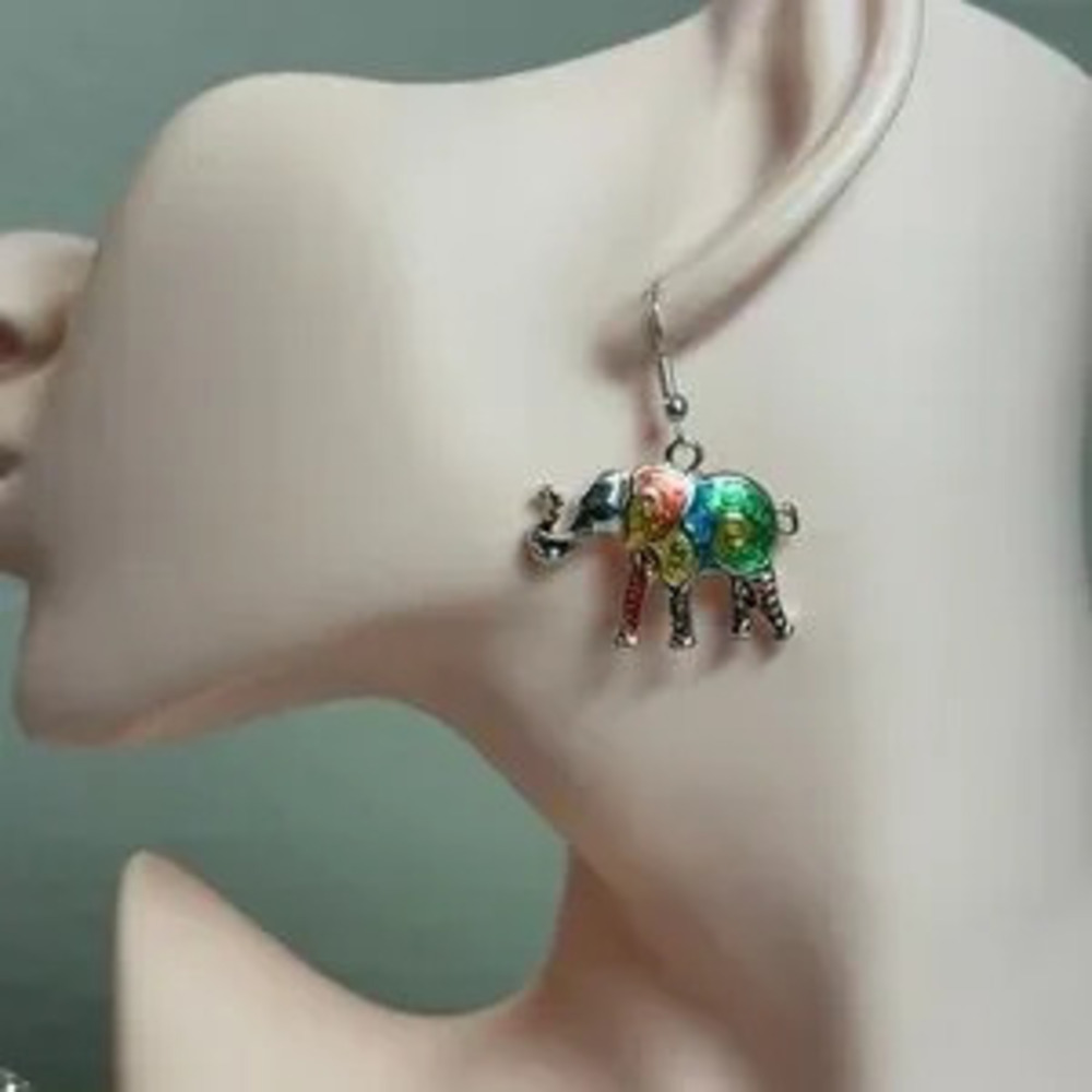 ?? Colorful Elephant Dangle Earrings ?? - Picture 4 of 7